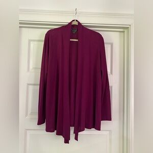 Mix Open-Front Draped Cardigan Sweater - Berry Plum - Plus Size 1X